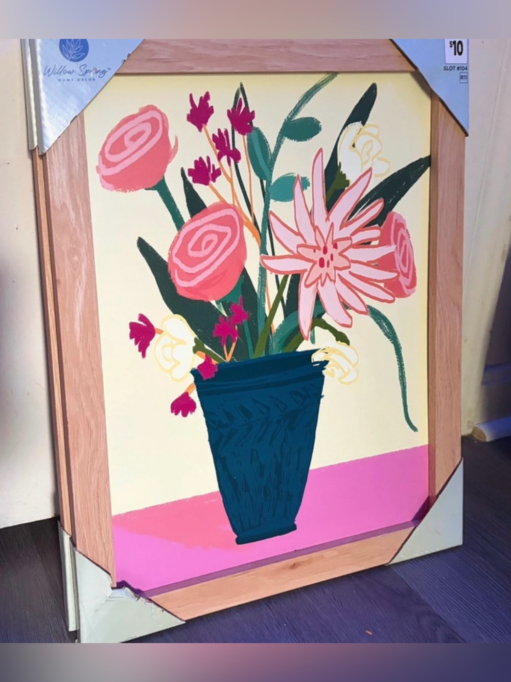 Willow Spring - Navy Blue Vase Framed Floral Wall Art (19x15)